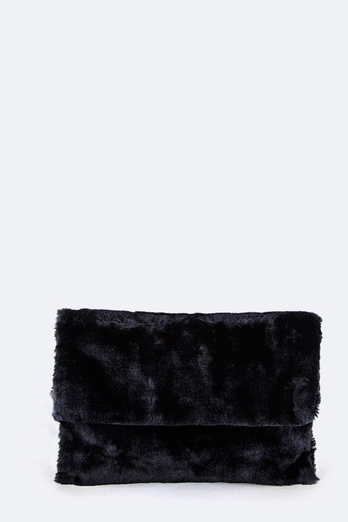 PomPom Plush Soft Clutch Bag