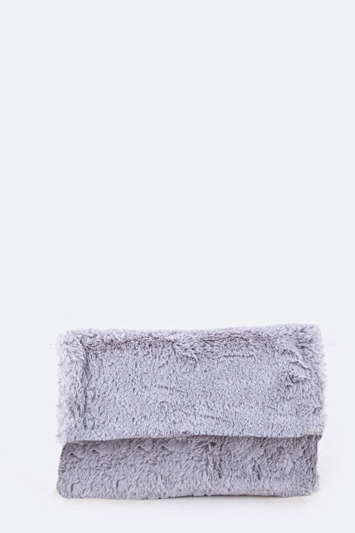 PomPom Plush Soft Clutch Bag