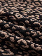 Leopard Print Puffy Bracelet Sleeve Contrast Trim Round Neck Top