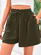 Full Size Casual Drawstring High Waist Relaxed Shorts Plus Size