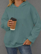 Full Size Embossed Lettering Casual Hoodie Plus Size