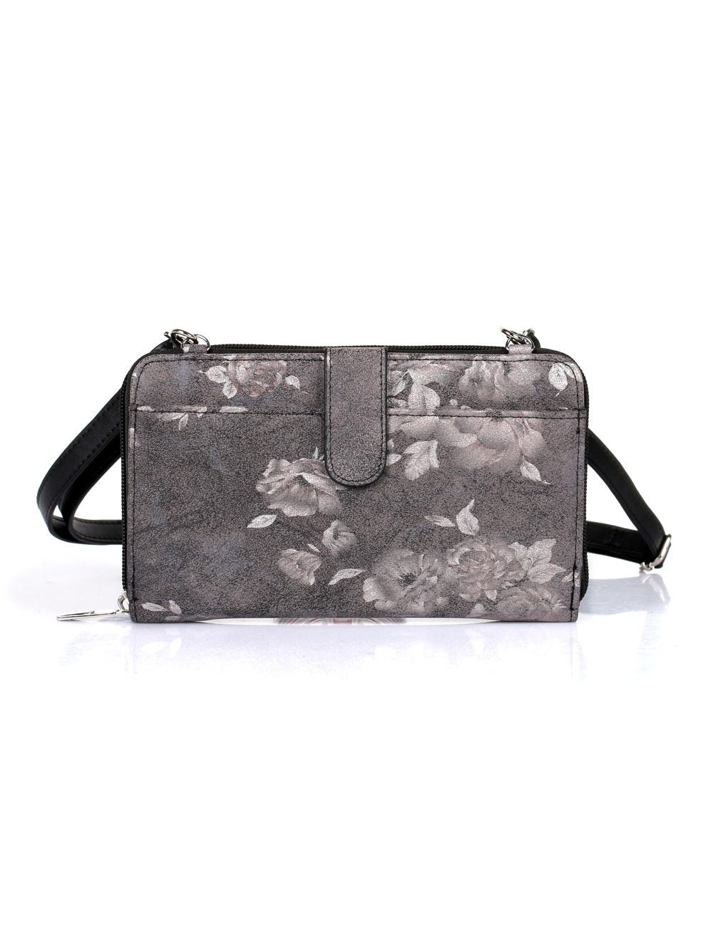 Leah Women's RFID Crossbody Phone Wallet Floral Black