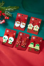 Fiery Red Father Christmas Dangle Earrings