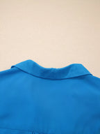 Half Buttons Collared Elastic Waist Sleeveless Shirt Dress