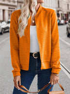 Textured Zip-Up Long Sleeve Jacket