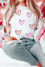 Sequin Heart Short Sleeve Casual Tee