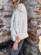 Full Size Embroidered Open Front Cardigan Plus Size