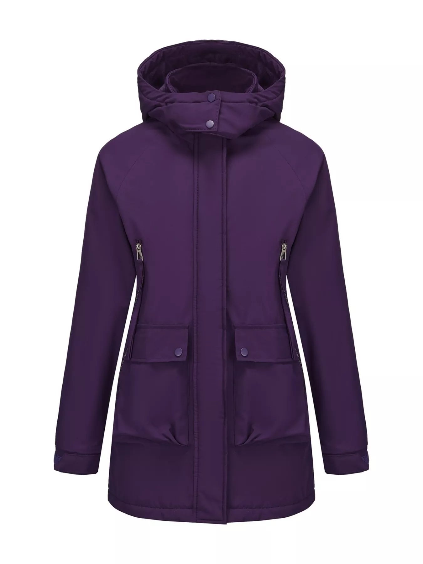 Full Size Zip Up Hooded Parka Outerwear Plus Size