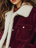 Sherpa Collar Corduroy Button-Up Jacket