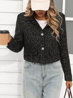 Tweed Button Up Cropped Jacket