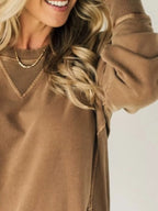 Full Size Crew Neck Raglan Sleeve Sweatshirt Plus Size