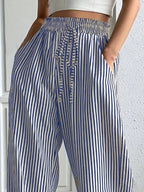 Striped High-Waisted Wide Leg Pants