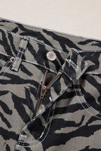 Zebra Stripe Printed Wide Leg Jeans