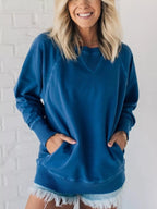 Full Size Crew Neck Raglan Sleeve Sweatshirt Plus Size