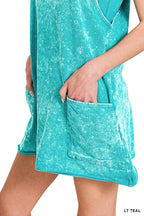 Zenana Acid Washed Mini Dress With Built-in Romper Liner