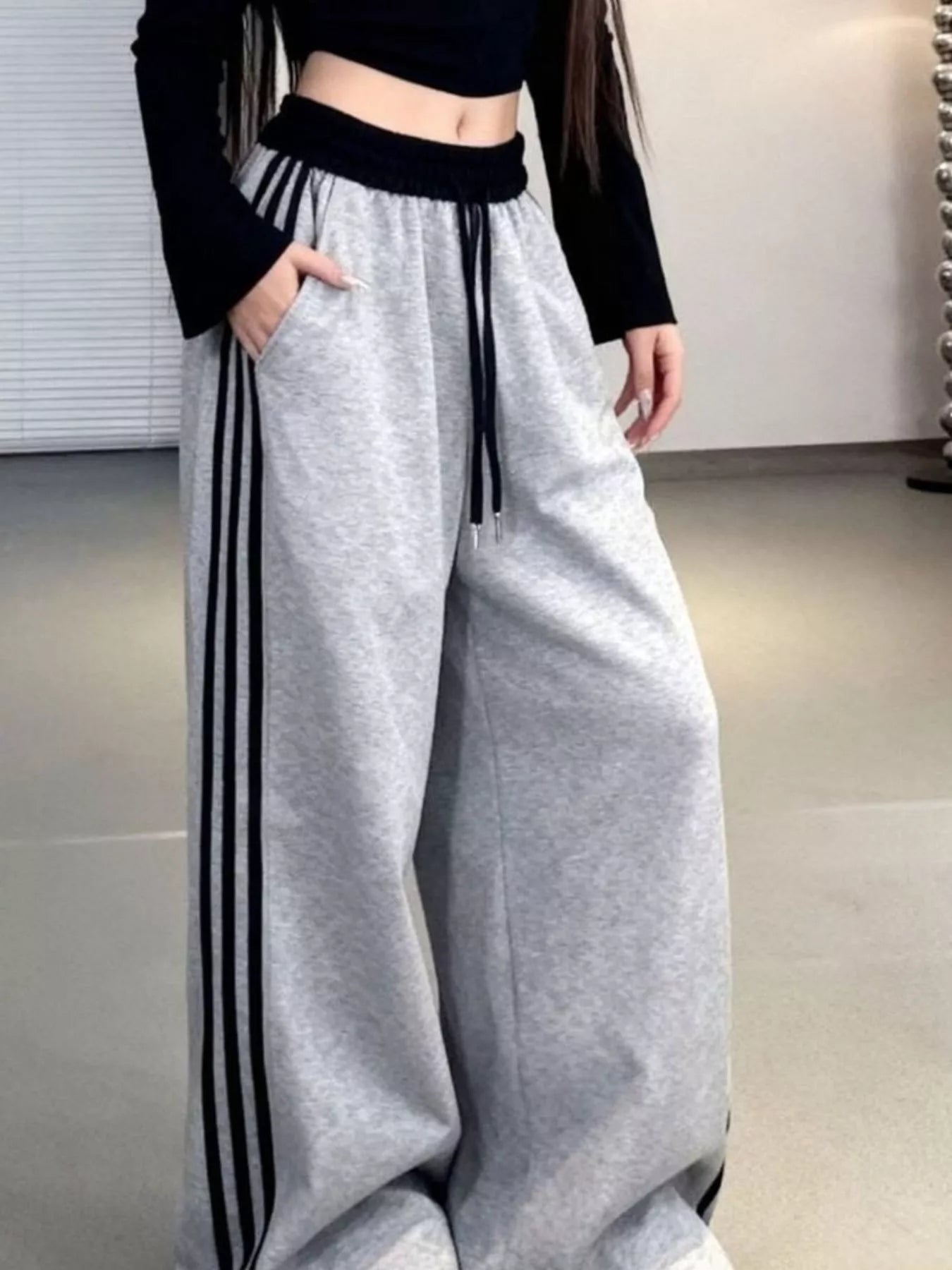 Casual Loose Fit Striped Pants