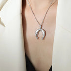 Gold Horseshoe Jewelry Set with Necklace and Earrings