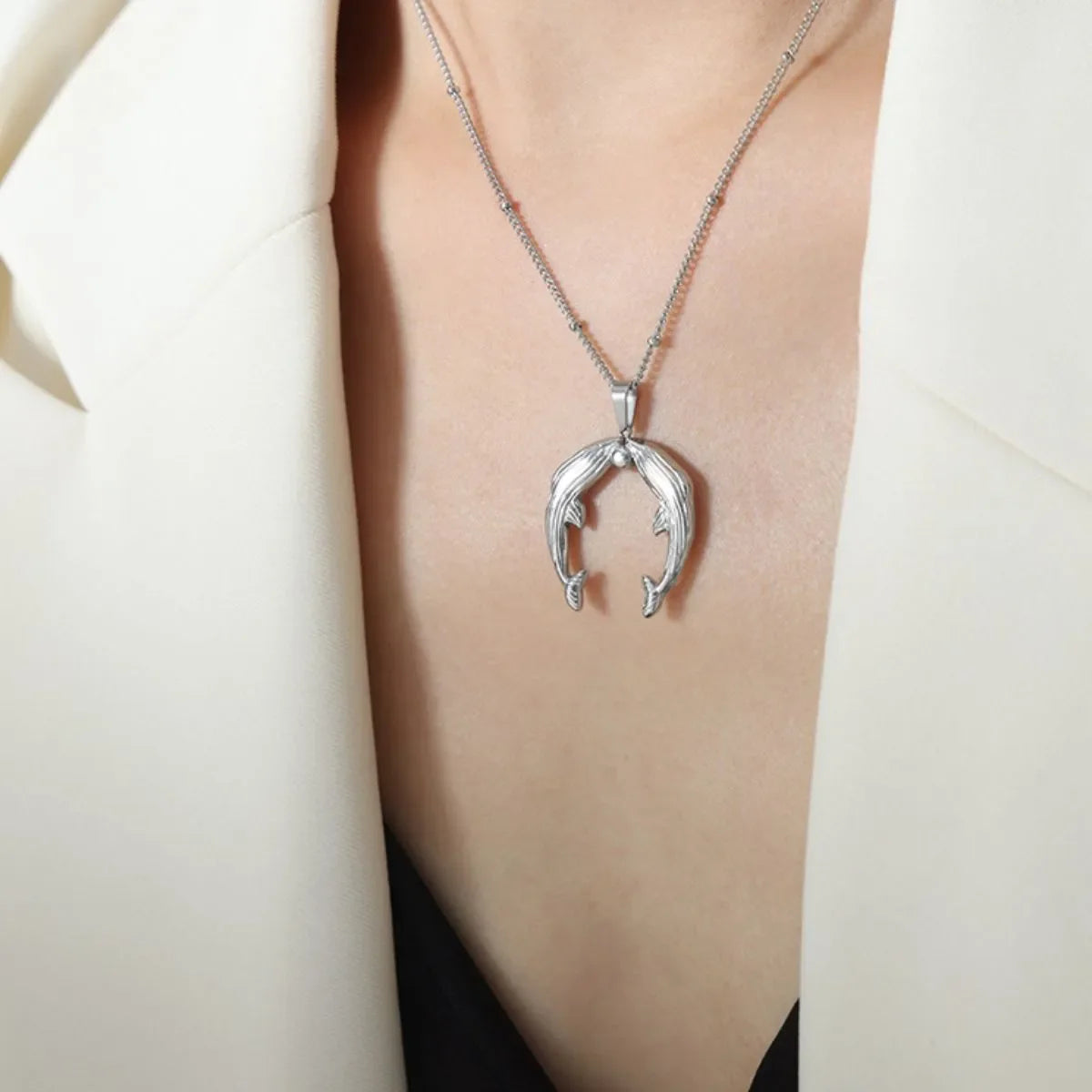 Gold Horseshoe Jewelry Set with Necklace and Earrings