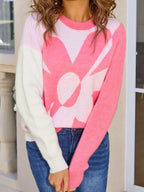 Floral Pattern Color Block Sweater