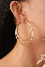 Gold Large Plated Double Hoop Earrings