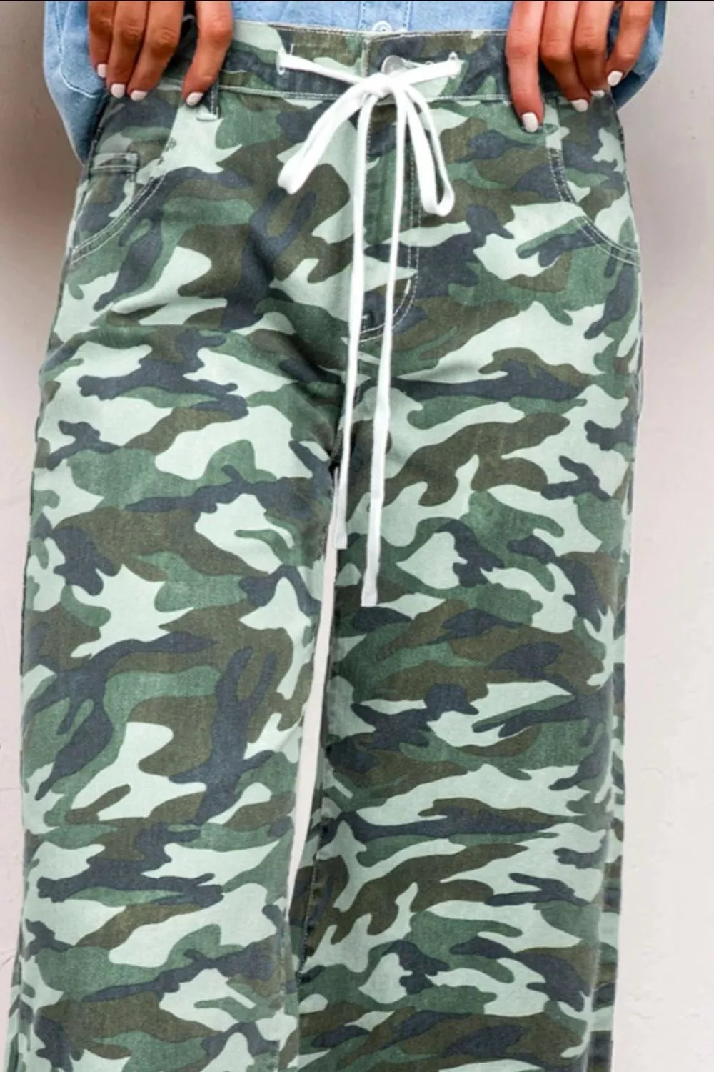 Camo Print Wide Leg Jeans