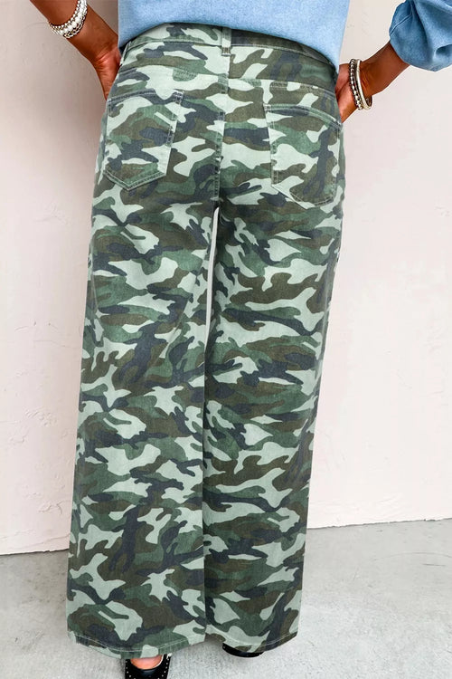 Camo Print Wide Leg Jeans