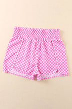 Smocked Elastic Waist Checkered Shorts