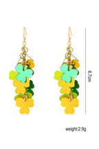 Green Metallic Shamrocks Cascade Earrings