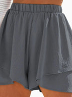 High-Waisted Elastic Waistband Layered Shorts