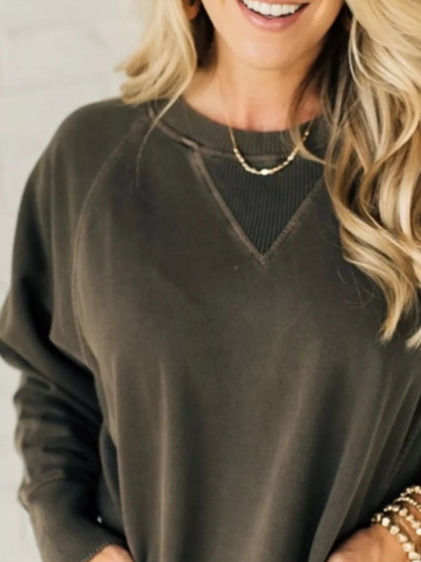Full Size Crew Neck Raglan Sleeve Sweatshirt Plus Size