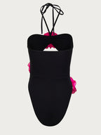 Flower Cutout Halter Neck One-Piece Swimwear