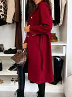 Double-Breasted Tie Waist Overcoat