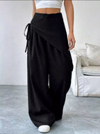Wrap-Front Wide-Leg Pants