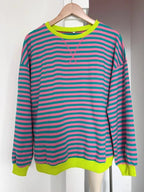 Striped Round Neck Dropped Shoulder Sweatshirt