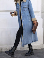 Sherpa Lined Longline Denim Jacket