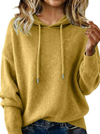Drawstring Long Sleeve Hooded Sweater