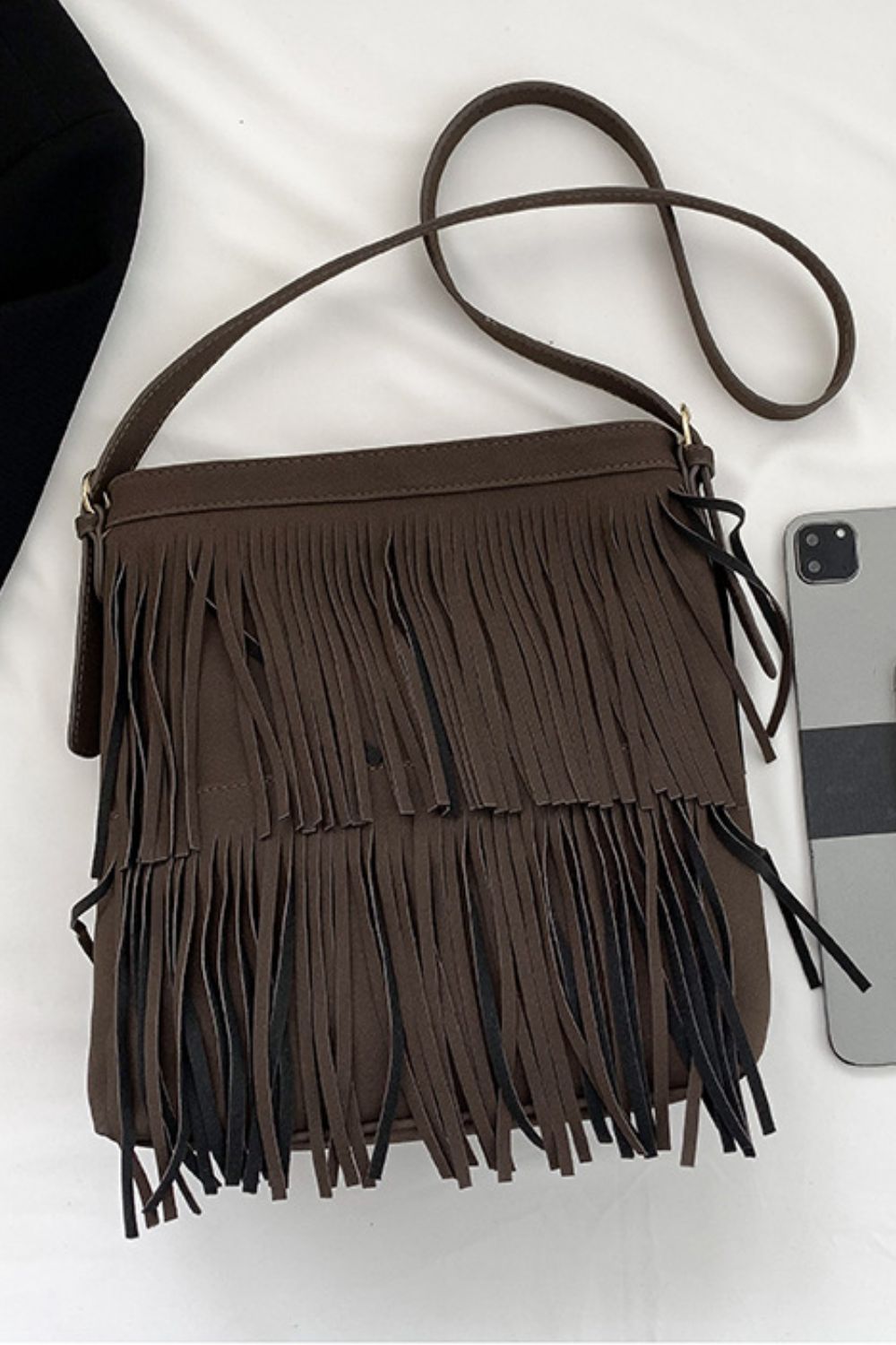 Double-Layered Fringe Shoulder Bag