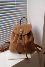 Suede Drawstring Backpack Bag