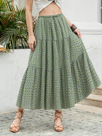 Boho Print Tiered Maxi Skirt