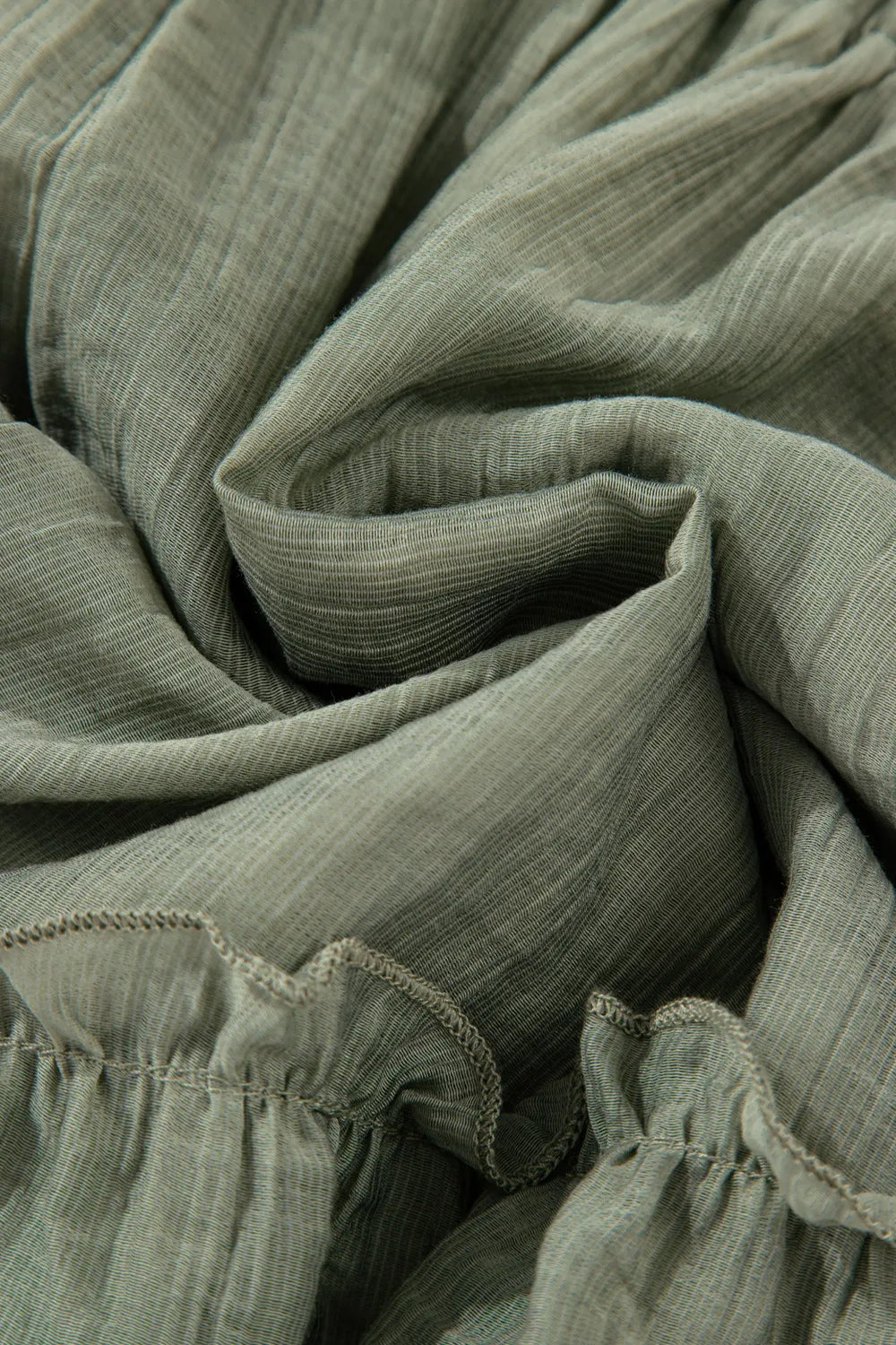 Textured Tie Waist Ruffle Hem Shorts