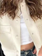 Full Size Snap Down Long Sleeve Jacket Plus Size