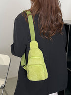 Corduroy Solid Color Crossbody Bag