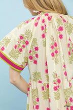 Umgee Floral Border Tiered Midi Dress