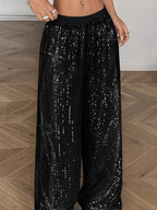 Sequin Embellished Wide Leg Pants