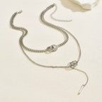 Double Layered Chain Y-Shaped Pendant Necklace