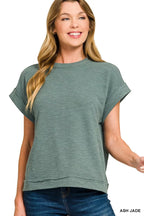 Zenana Cotton Slub Short Sleeve Tee and Pants Set