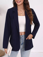 Plus Size Lapel Collar Single-Button Blazer