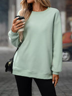 Casual Solid Color Long Sleeve Sweatshirt