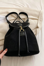 Suede Drawstring Backpack Bag