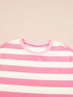 Stripe Cap Sleeve Pocketed Shift Dress